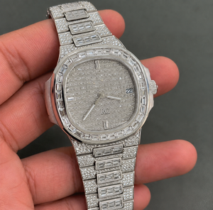 <b>Women's</b> Luxury Hip Hop Oval Dial Moissanite Mechanical <b>Watch</b> Stainless Steel <b>Bracelet</b> for Glass - Product Image 2