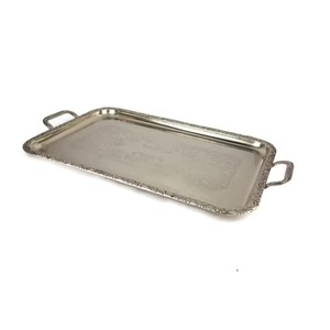 Plateau de service en aluminium, métal nickelé, forme ovale, décoratif, pour servir les aliments, plateau de service, vaisselle, plateaux de service - Product Image 2
