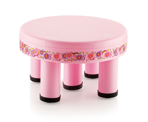 Round Plastic <b>Stool</b> With Floral Foiling Design For Home Use - Product Image 1