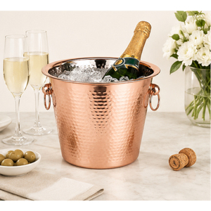 Ensemble de seaux à glace en cuivre martelé et de bols en marbre de luxe, bac isotherme pour vin et champagne, idéal pour bars, hôtels et fêtes - Product Image 5