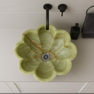 Lavabo de Baño de Lujo Moderno con Forma de Flor de Ónix Verde Afgano para Revestimiento de Paredes y Uso en Cocina, Proveedor Mayorista Exportador - Product Image 3
