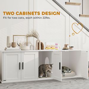 Casetta per Gatti Bianca 145x48x51 cm con Doppio Scomparto e Tappetino Tiragraffi per 2 Gatti - Arredamento e Cuccette per Animali Domestici - Product Image 4