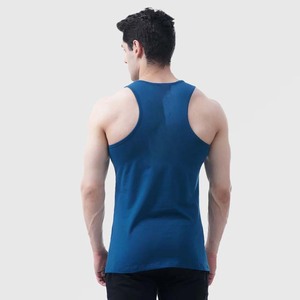 Débardeur tricoté bleu uni pour homme, col rond, respirant, décontracté, style sportif - Product Image 2
