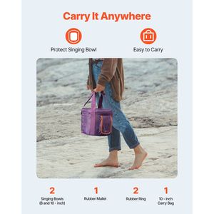 Set di 2 campane tibetane in cristallo di quarzo smerigliato da 8 e 10 pollici (nota Fa) con borsa per il trasporto, ideali per la meditazione e la guarigione - Product Image 6