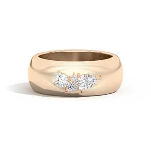 Diamond Statement <b>Ring</b> Bezel Setting 8mm Wide <b>Dome</b> Cigar Abstract Band Wholesale 14k 18k Gold Mixed Shape Lab Grown Manufacturer - Product Image 1