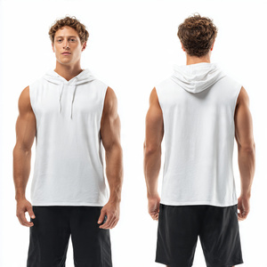Camisetas sin mangas con capucha para gimnasio, ropa deportiva para hombre, sudaderas sin mangas con capucha para ejercicio, camisetas con capucha 100% algodón poliéster para hombre - Product Image 5