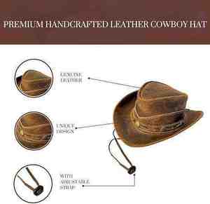 Wholesale Full Customized Men and Women White Genuine Leather <b>Western</b> Cowboy <b>Hat</b> for Outdoor - Product Image 2