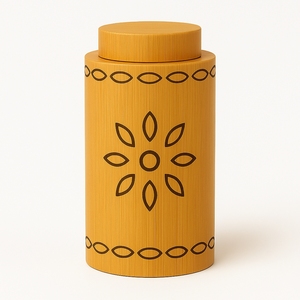 Pot de rangement écologique en bambou de qualité supérieure avec couvercle, design bohème, récipient de cuisine cylindrique - Product Image 4