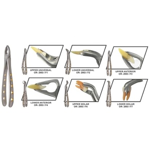 Kit d'instruments chirurgicaux dentaires manuels 10 pièces, forceps d'extraction en acier avec poignée moletée argentée, Classe I - Product Image 2
