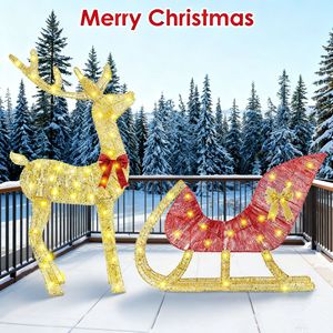 Guirlande lumineuse LED en forme de rennes de Noël, 16,97 pieds, jaune chaud, 8 modes, fer robuste antirouille, décorations de jardin pour les fêtes en plein air - Product Image 4