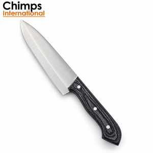 Couteau de chef Santoku en acier inoxydable J2, finition brossée, manche en bois Pakka |   Style japonais, ambidextre, respectueux de l'environnement |   Cuisine - Product Image 3