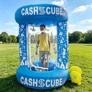 Cube gonflable commercial pour jeu de carnaval avec distributeur de billets |   Stand de distribution d'argent portable pour promotions et événements - Product Image 1