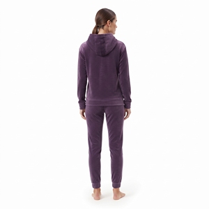 Ensemble pantalon et sweat à capuche en velours violet tendance pour femme, manches longues, vêtements décontractés avec poche, coupe régulière, vêtements d'hiver, ensemble de survêtement deux pièces - Product Image 4