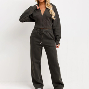 Survêtement à capuche zippé pour femme, coupe-vent, respirant, personnalisé en usine, surdimensionné, épais, hiver, écoresponsable - Product Image 3