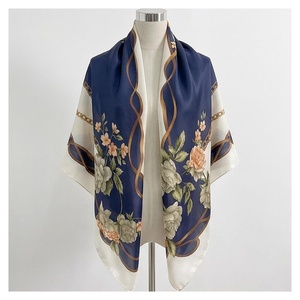 Women's Square <b>Silk</b> Scarf Floral Print Elegant Multi-Functional Fashion Accessory All Seasons - Product Image 1