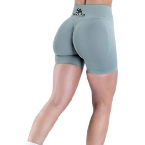 Shorts de sport vert menthe pour femme, taille haute, extensibles, pour fitness, course, yoga, entraînement, vêtements de sport, tenue d'entraînement - Product Image 4