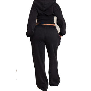Ensemble de survêtement à capuche pour femme, mode hiver, 100% coton molletonné, deux pièces, streetwear avec pantalon large - Product Image 2