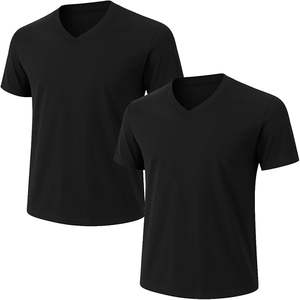 Camiseta de Manga Corta para Hombre, Cuello en V, de Poliéster/Algodón, con Estampado Serigrafiado, Antiarrugas, Ecológica, Transpirable, Ligera y de Secado Rápido - Product Image 1