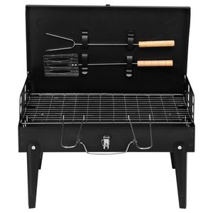 Griglia BBQ Portatile Quadrata di Lusso 44*27*7cm, Altezza Regolabile, Affumicatore Combinato per Cortili e Cucine, Colore Nero - Product Image 1