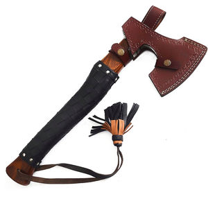 ขวานตอมฮอว์กเหล็กกล้าคาร์บอนขนาด 17.5 นิ้ว ยี่ห้อ Burraq Custom ด้ามไม้พะยูง ปลอกหนัง ของขวัญสำหรับคุณพ่อ ทำด้วยมือ งานอุตสาหกรรม/DIY - Product Image 5