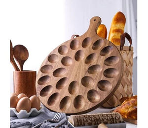 Indian Manufacture Luxury Wooden Creative <b>Egg</b> Serving Tray Dishwasher Safe Kitchen Accessories With 24 holes - Product Image 1