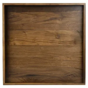 Plateau en bois de style scandinave minimaliste, finition vintage, avec poignées métalliques, sûr, Zahid Exports - Product Image 2