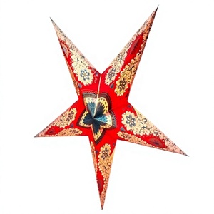 Lámparas de Papel con Forma de Estrella de 5 Puntas, Hechas a Mano, Multicolores, Decoración Navideña Tradicional, Venta al Por Mayor desde India - Product Image 1