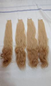 Extensions de cheveux humains indiens Remy de luxe 100g, vierges, lisses et ondulés, double trame, à bandes adhésives, couleur naturelle épaisse, qualité supérieure - Product Image 4