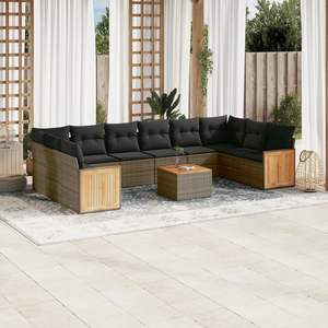 Conjunto de Sofás Modulares Grandes de Ratán PE Gris para Jardín, Colección Premium de Muebles para Exteriores - Product Image 1