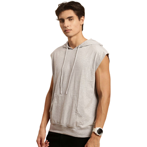 Sudadera con Capucha de Algodón 100% para Hombre, Estilo Hip Hop, Sin Mangas, Ajuste Holgado, Tejida, Deportiva, para Baloncesto, Venta al por Mayor, Lisa - Product Image 3