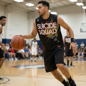 Maillot de basket Suicide Squad respirant 100 % polyester, sublimation, dernier design, vêtements anime, imprimé 3D, sportif pour homme - Product Image 1