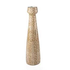 Juego de Cuatro Soportes en Forma de Cono con Diseño de Rejilla en la Parte Superior, Base Dorada Ornamentada, Tono Degradado Marrón Beige, Pieza Decorativa para el Hogar - Product Image 3
