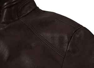 Veste en cuir de vache noir pour homme, 100% de haute qualité, confortable, respirante, hiver, manches longues, col montant, streetwear, garniture en fourrure - Product Image 2