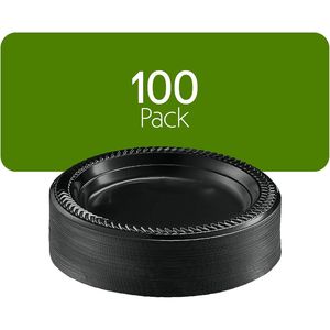 100 Assiettes à Dessert en Plastique Noir Légères de 6 Pouces, Petites et Jetables pour Fêtes et Mariages - Product Image 3