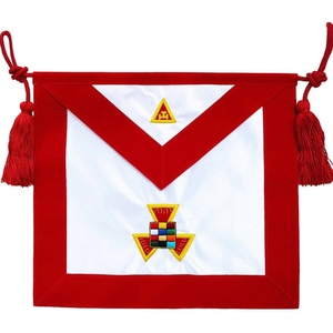 Delantal Ceremonial Masónico de Antiguo Sacerdote del Arco Real, Terciopelo Rojo con Bordado Dorado, Regalia Masónica - Product Image 6