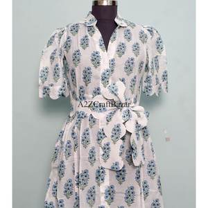 Nuevo Vestido de Verano para Mujer, Hecho a Mano en India, con Estampado Floral, de Algodón Puro, Tejido Natural, Ecológico, con Encaje, Superventas - Product Image 4