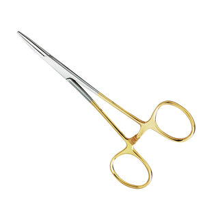Holding Clamp, Straight 110 mm with Slightly Toothed Stainless Steel Jaws and Gold-Coloured Handle Dental Instrument for Secure - Product Image 3