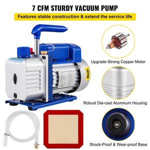 Pompa per vuoto a doppio stadio 7 CFM 3/4HP per climatizzazione, con collettore a vuoto da 5 galloni per macchine di sottovuoto - Product Image 3