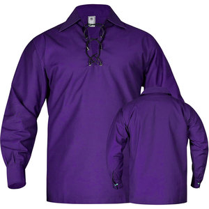 Camisa Ghillie Personalizada de Alta Demanda en Morado Oscuro, Prenda Tradicional de Hombre de las Tierras Altas - Product Image 1