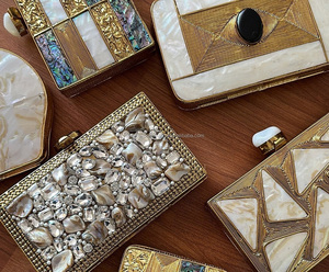 Lujo Metal ágata Multi Color nácar Rectángulo Forma Sling Bags Correa ajustable Embragues Monederos por RF Crafts - Product Image 2