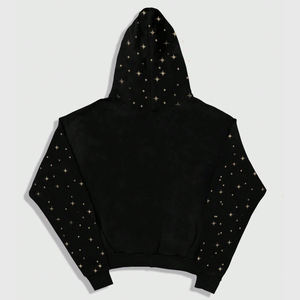 Sudadera con capucha de manga larga con cremallera y hombros caídos, con estampado de estrellas y piedras, personalizada, informal, para hombre, de moda - Product Image 2