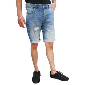 Short en jean en coton pour hommes, décontracté, logo personnalisé imprimé, velours côtelé lavé uni, denim de sport, vente en gros - Product Image 1