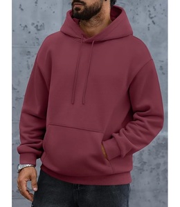 Nouvel Arrivage – Sweat à Capuche Homme Personnalisable Grande Taille, 100% Coton Doublé, Manches Longues, Col Asymétrique, Couleur Unie, Confortable - Product Image 3