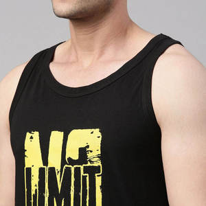 Débardeur en coton noir pour homme, imprimé No Limit, col rond, sans manches, style décontracté, respirant, tricoté, logo frontal, musculation - Product Image 5