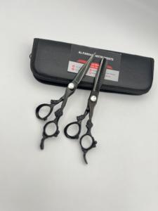 Black Plasma Color Hair Cutting Scissors Set Adjustable Screw Dragon <b>Handle</b> Thinning Straight Barber Salon Use <b>Shears</b> - Product Image 1