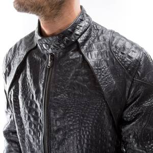 Men's High Quality Customized Cow Skin Leather Jacket Waterproof New Fashion Stand Collar Design Comfortable Fit for Winter - Product Image 3