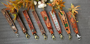 Nueva Llegada Mano Tooled Cuero Muñequera Llaveros En Relieve Estampado Floral Cuero Llaveros Tooled Accesorios de cuero Correas para llaves - Product Image 5