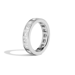 Princess Cut Eternity Band <b>Ring</b> Channel Setting Rhodium Plated 925 Silver Cluster Geometric Classic Wedding Unisex Jewelry Gifts - Product Image 3