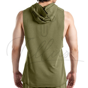 TELLUS APPAREL Débardeur de sport à capuche pour homme, très populaire – Personnalisable, couleur unie, tricoté 240g, imprimé numériquement, séchage rapide, respirant - Product Image 5