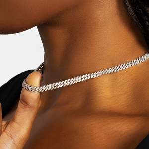 Luxury Rhodium Plated 925 Silver <b>Rope</b> <b>Chain</b> Necklace With Round Brilliant Cut Diamond Channel Setting Unisex Everyday Wear - Product Image 6